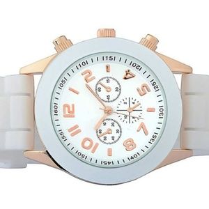 White Fashion Analog Quartz Silicone Sports Watch